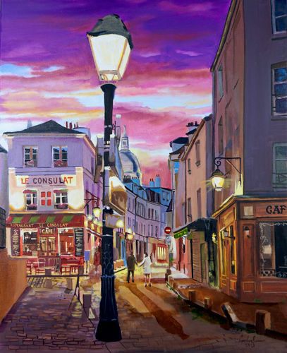 Paris Montmartre oil painting on canvas par Gordon Bruce, Peinture en vente sur Singulart