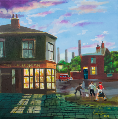 Street football painting Gordon Bruce