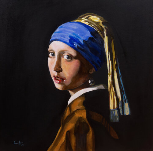 Girl with a pearl earring by Gordon Bruce, Painting for Sale on Singulart