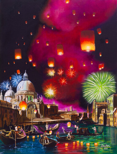 Venice fireworks von Gordon Bruce, Malerei kaufen auf Singulart