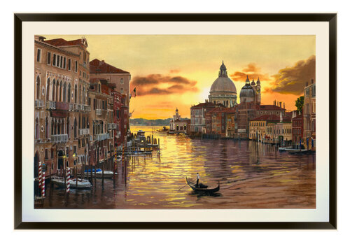 Golden Venice large framed painting di Gordon Bruce, Pittura in vendita su Singulart