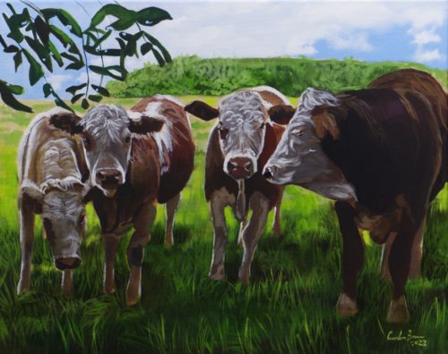Four cows de Gordon Bruce, Pintura a la venta en Singulart