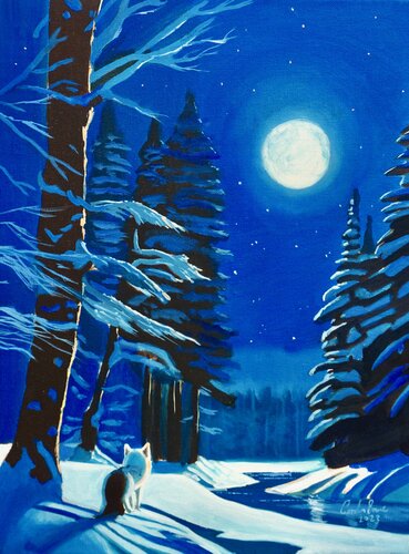 Winter fox par Gordon Bruce, Peinture en vente sur Singulart