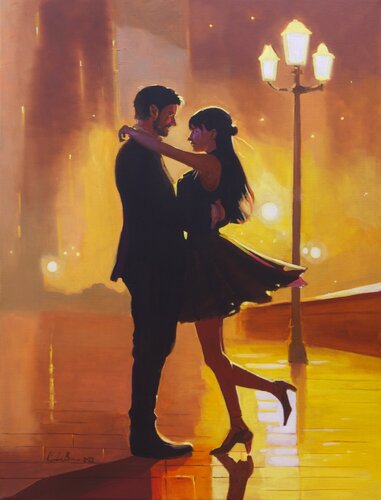 A romantic couple by Gordon Bruce, Painting for Sale on Singulart