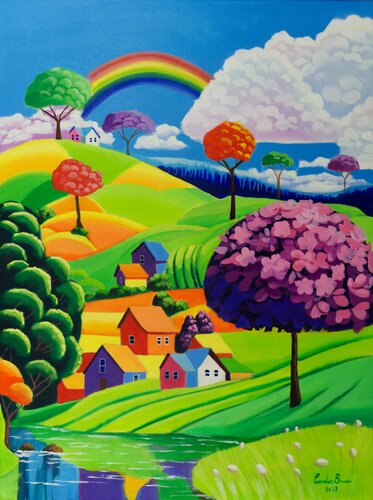 Whimsical Greenscape Harmony by Gordon Bruce, Painting for Sale on Singulart