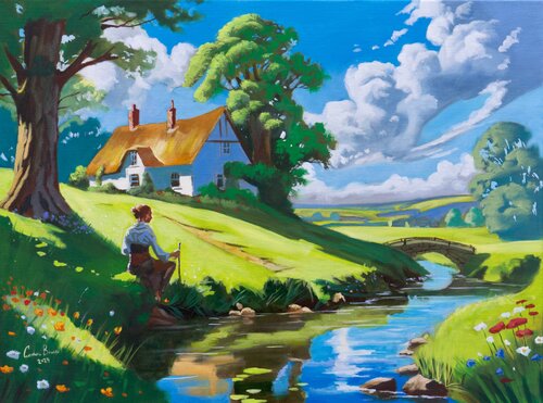 Riverside Retreat by Gordon Bruce, Painting for Sale on Singulart