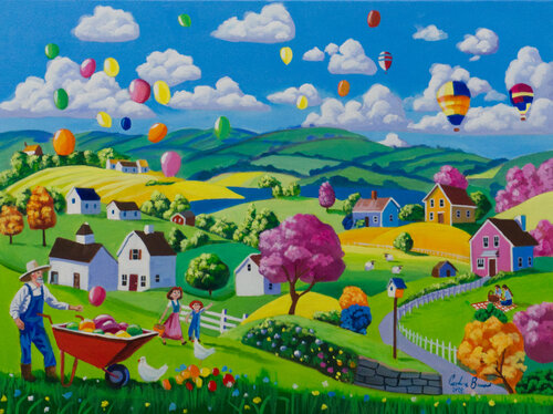 Balloons on the Breeze van Gordon Bruce, Schilderij te koop op Singulart
