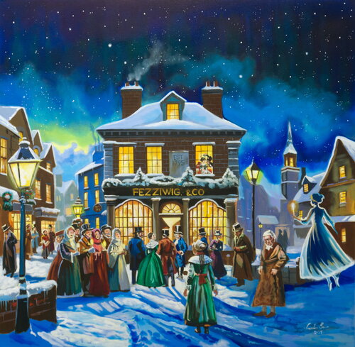 A Christmas Carol Fezziwig’s Christmas party van Gordon Bruce, Schilderij te koop op Singulart