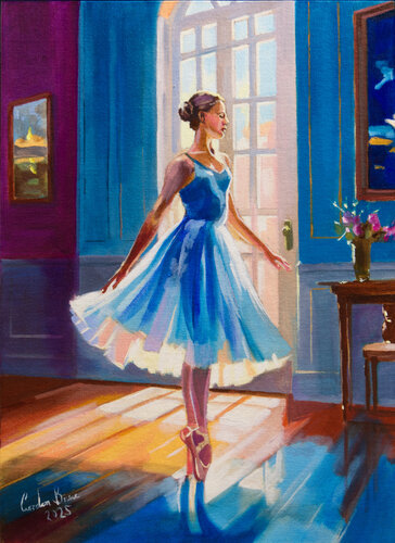 Ballerina in Blue by Gordon Bruce, Painting for Sale on Singulart