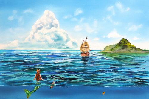 The Little Mermaid seascape van Gordon Bruce, Schilderij te koop op Singulart