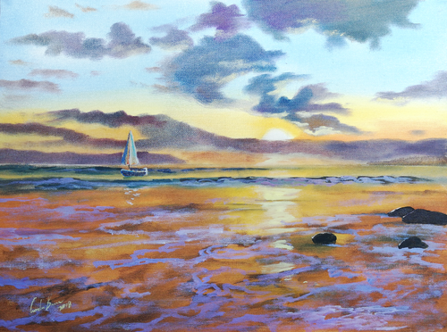 Boat on the sea van Gordon Bruce, Schilderij te koop op Singulart