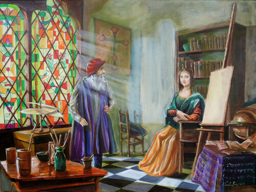 Leonardo Da Vinci and The Mona Lisa van Gordon Bruce, Schilderij te koop op Singulart