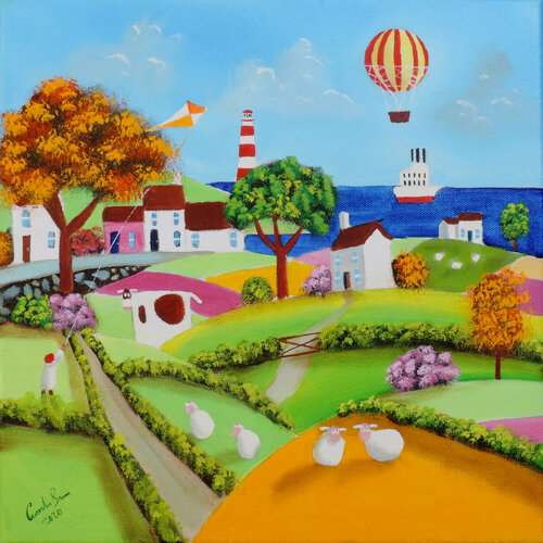 Green fields di Gordon Bruce, Pittura in vendita su Singulart