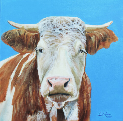Cow portrait painting di Gordon Bruce, Pittura in vendita su Singulart