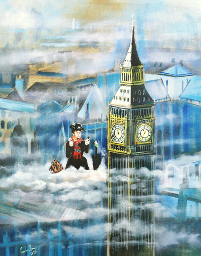 Mary Poppins in the clouds von Gordon Bruce, Malerei kaufen auf Singulart