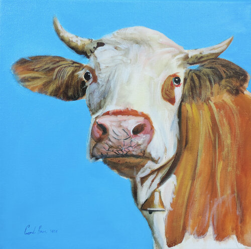 Cow with a bell di Gordon Bruce, Pittura in vendita su Singulart