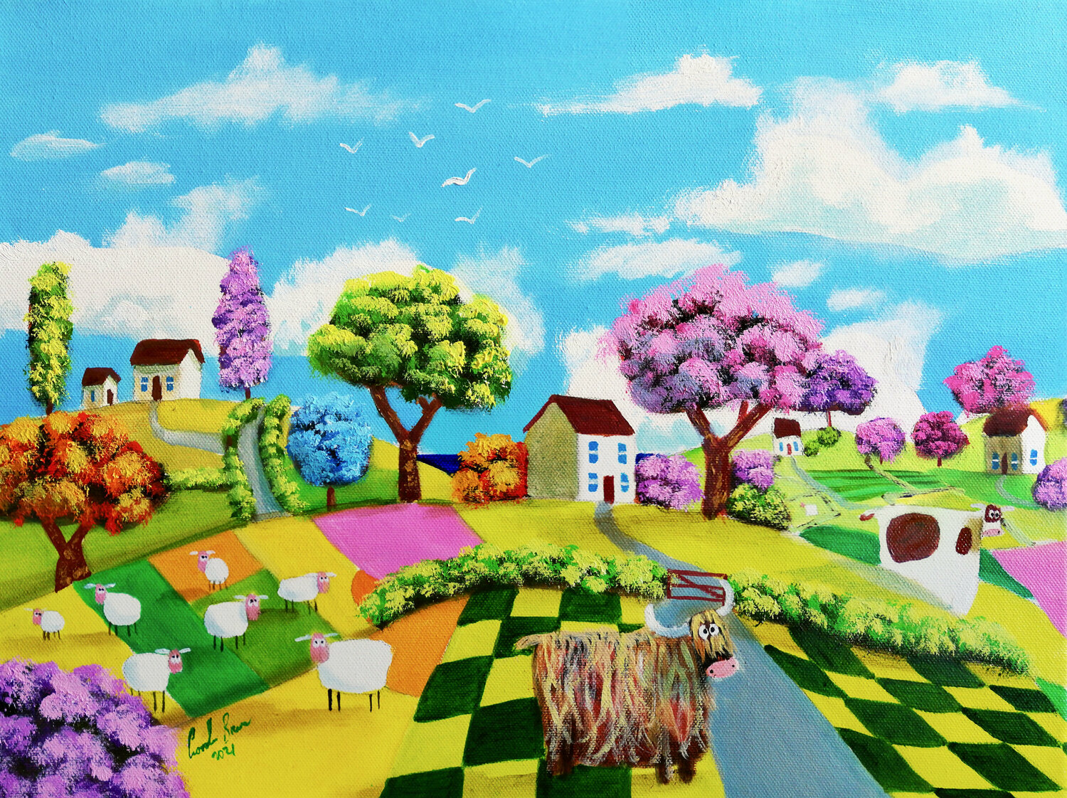 Cows and patchwork fields Gordon Bruce