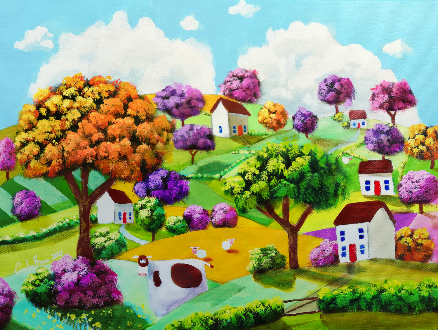 Cow folk art painting Gordon Bruce