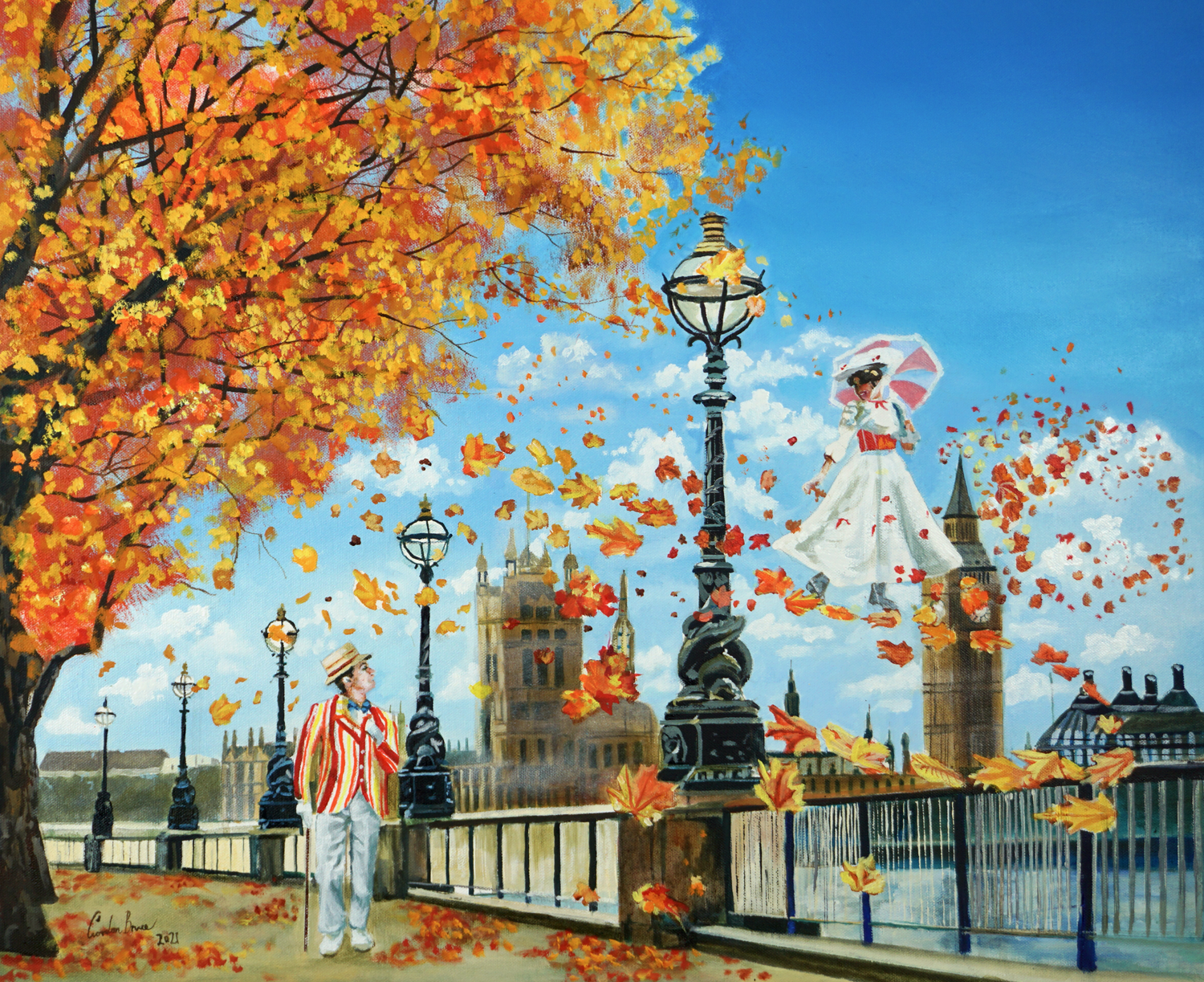 Mary Poppins painting “Supercalifragilisticexpialidocious” Gordon Bruce Originalgemälde zu verkaufen