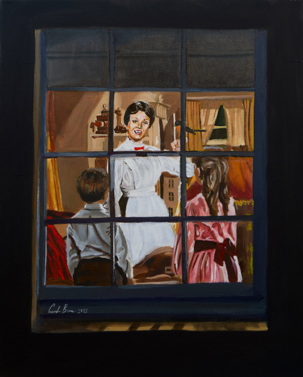 Mary Poppins painting Feed the birds Gordon Bruce Originalgemälde zu verkaufen