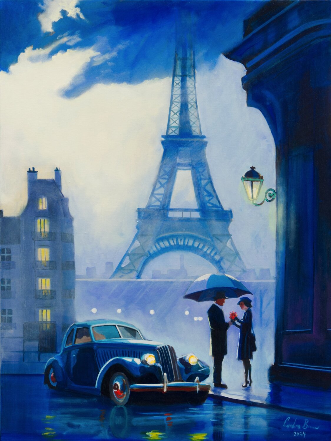 Rainy Parisian Encounter Gordon Bruce