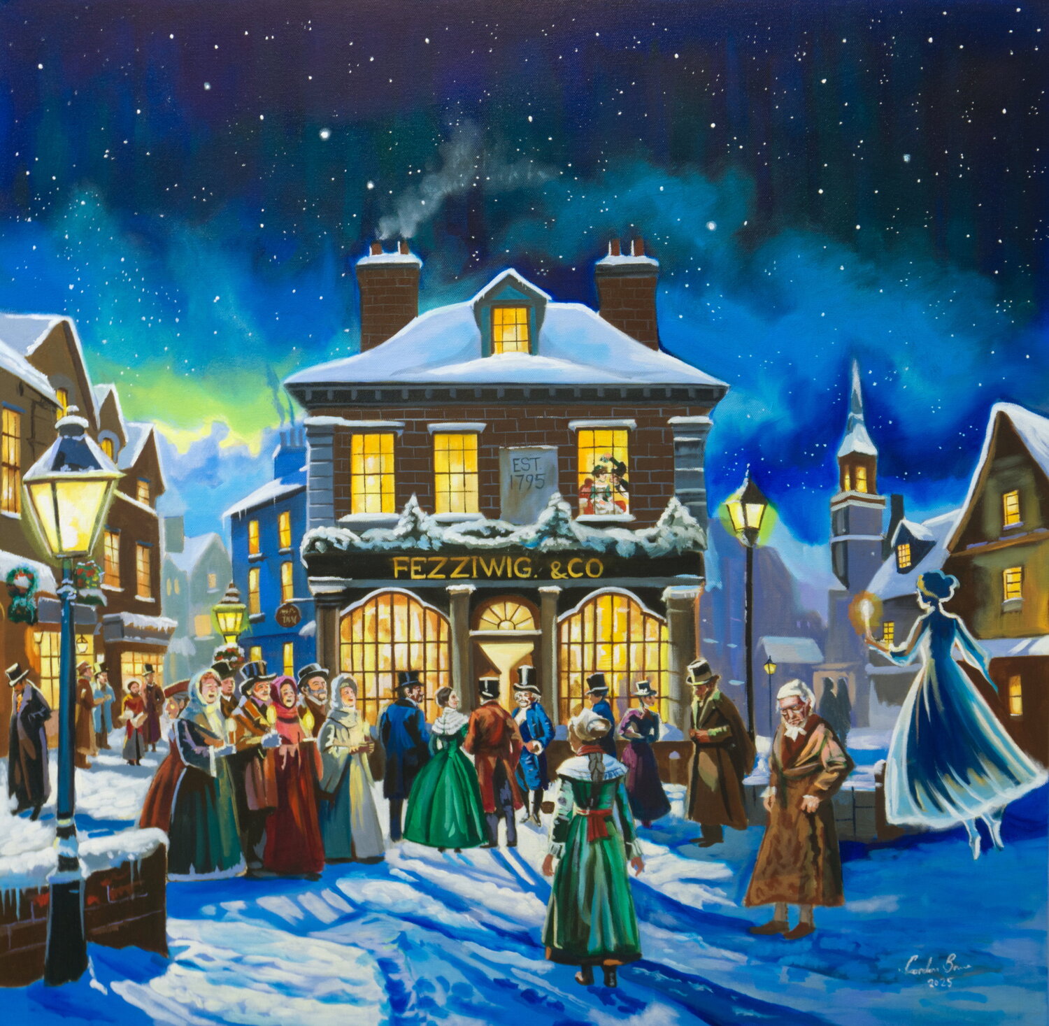 A Christmas Carol Fezziwig’s Christmas party Gordon Bruce Originalgemälde zu verkaufen