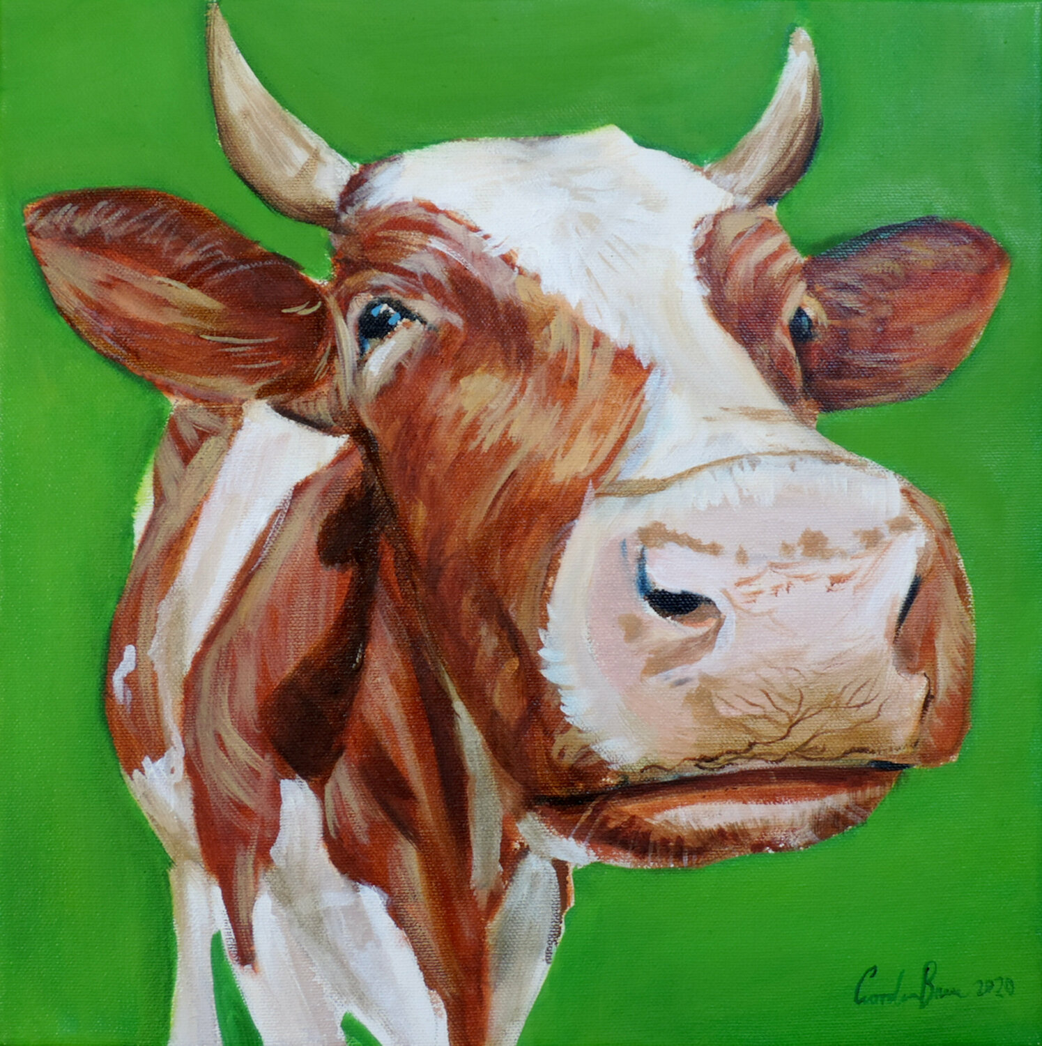 Cow portrait painting Gordon Bruce