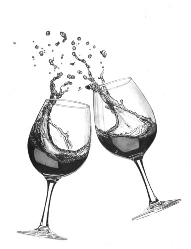 Red Wine Cheers par Paul Stowe, Dessin en vente sur Singulart