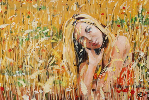 HAPPINESS IN THE FIELDS di Petra Kaindel, Pittura in vendita su Singulart