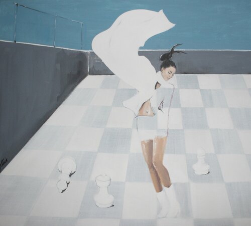 A free spirit in the logical room de Petra Kaindel, Pintura a la venta en Singulart