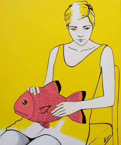 BIG FISH - GOOD LUCK de Petra Kaindel, Pintura a la venta en Singulart
