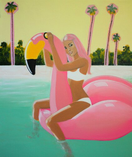 PINK FLAMINGO di Petra Kaindel, Pittura in vendita su Singulart