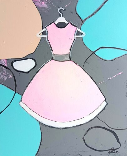 Pale pink Barbie dress von Petra Kaindel, Malerei kaufen auf Singulart