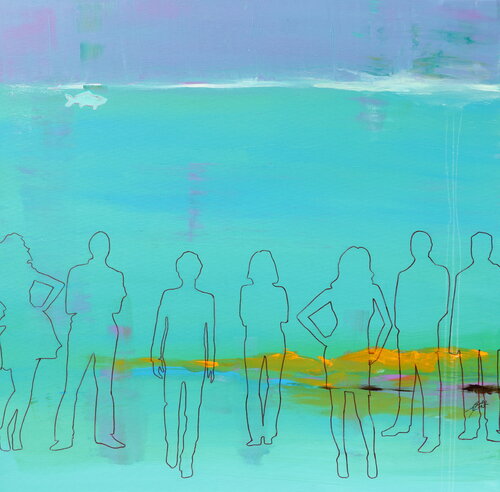 WE ARE ALL THE SAME BY THE SEA - Al mare siamo tutti uguali di Petra Kaindel, Pittura in vendita su Singulart