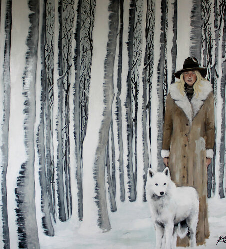 Unter Menschen bin ich der einsamste Wolf by Petra Kaindel, Painting for Sale on Singulart