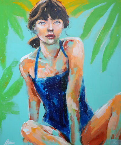 Girl in blue swimsuit by Petra Kaindel, Painting for Sale on Singulart