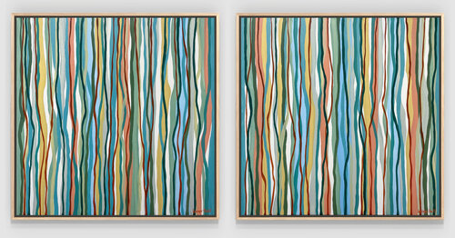 Yarrabee Twins - 79cm squ each- acrylic painting on canvas van George Hall, Schilderij te koop op Singulart