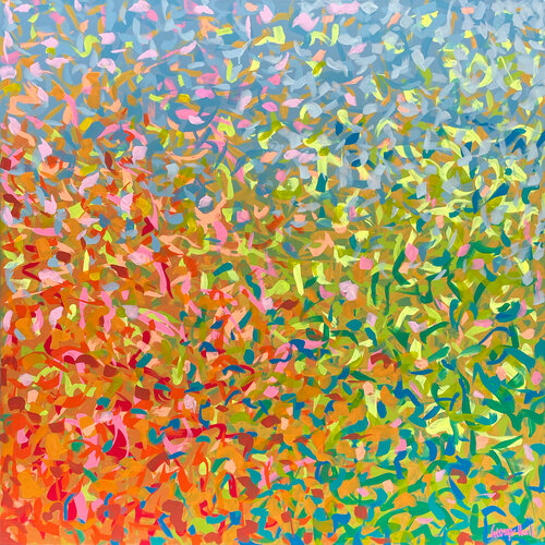 Neon Pond 117 x 117cm acrylic on canvas di George Hall, Pittura in vendita su Singulart