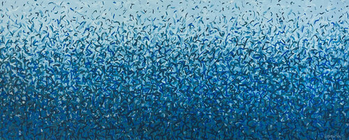 Clovelly Water Dance 152 x 61cm acrylic on canvas di George Hall, Pittura in vendita su Singulart