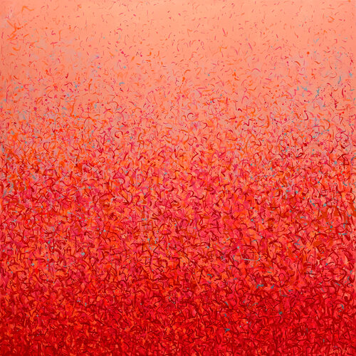 Neon Garden One- 170 x 170cm acrylic on canvas di George Hall, Pittura in vendita su Singulart