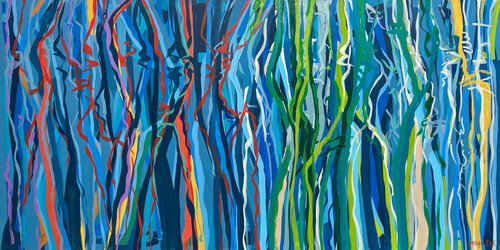 Dancing in the Shadows Three - 152 x 76cm acrylic on canvas di George Hall, Pittura in vendita su Singulart