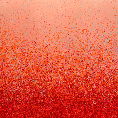 Neon Garden Two- 170 x 170cm acrylic on canvas di George Hall, Pittura in vendita su Singulart