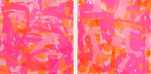 Perception Eight & Nine 117cm squ (x 2) acrylic on canvas George Hall
