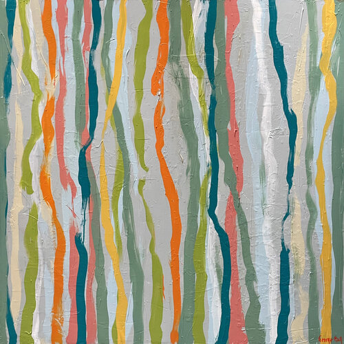 Shadow Dancers - 117 x 117cm acrylic on canvas di George Hall, Pittura in vendita su Singulart