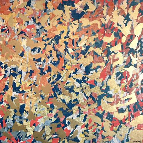 Wisdom Two - 127cm squ - mixed media on canvas di George Hall, Altri media in vendita su Singulart