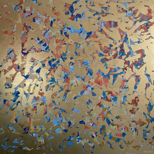 Wisdom Four - 127cm squ - mixed media on canvas di George Hall, Altri media in vendita su Singulart