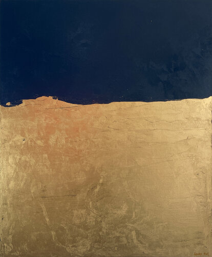 Wise Lands - 101 x 122 cm - metallic gold paint and acrylic on canvas di George Hall, Pittura in vendita su Singulart