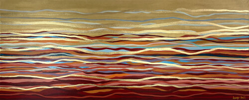 Golden Outback - 152 x 6 cm - metallic gold paint and acrylic on canvas di George Hall, Pittura in vendita su Singulart