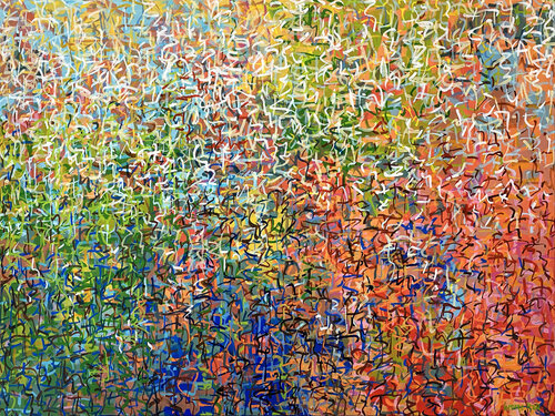 Hippie Trippy - 120 x 90cm - acrylic on canvas de George Hall, Pintura a la venta en Singulart