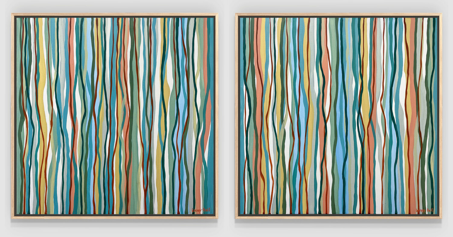 Yarrabee Twins - 79cm squ each- acrylic painting on canvas George Hall Originalgemälde zu verkaufen